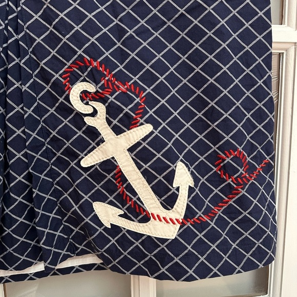 Vintage L.L. Bean Navy Coastal Nautical Anchor Cotton Skirt Size 8 Medium M - Picture 3 of 12